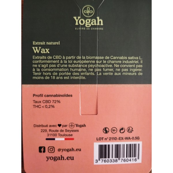 Wax  CBD 72% – Concentré Premium 0,5 g